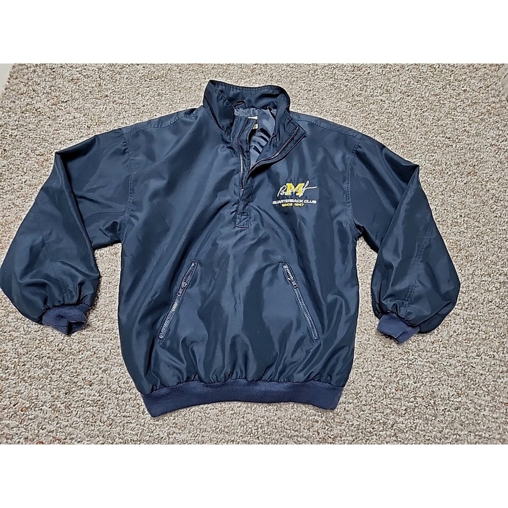 Vintage Michigan Bob Ufer Quarterback Club Embroidered Pullover Windbreaker S